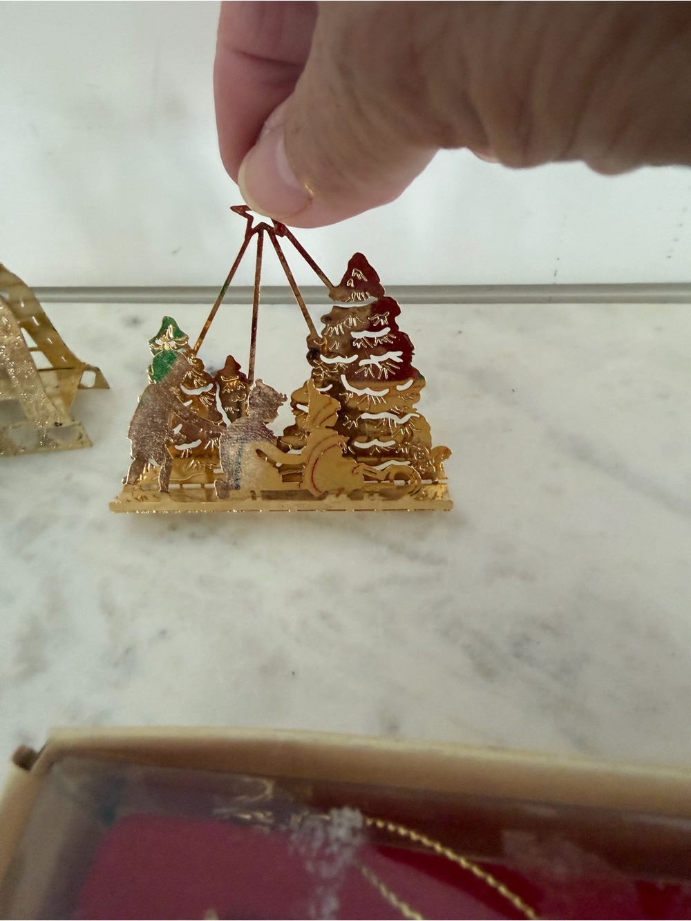 VTG Brass Christmas Ornaments lot of 5 - Picture 9 of 9